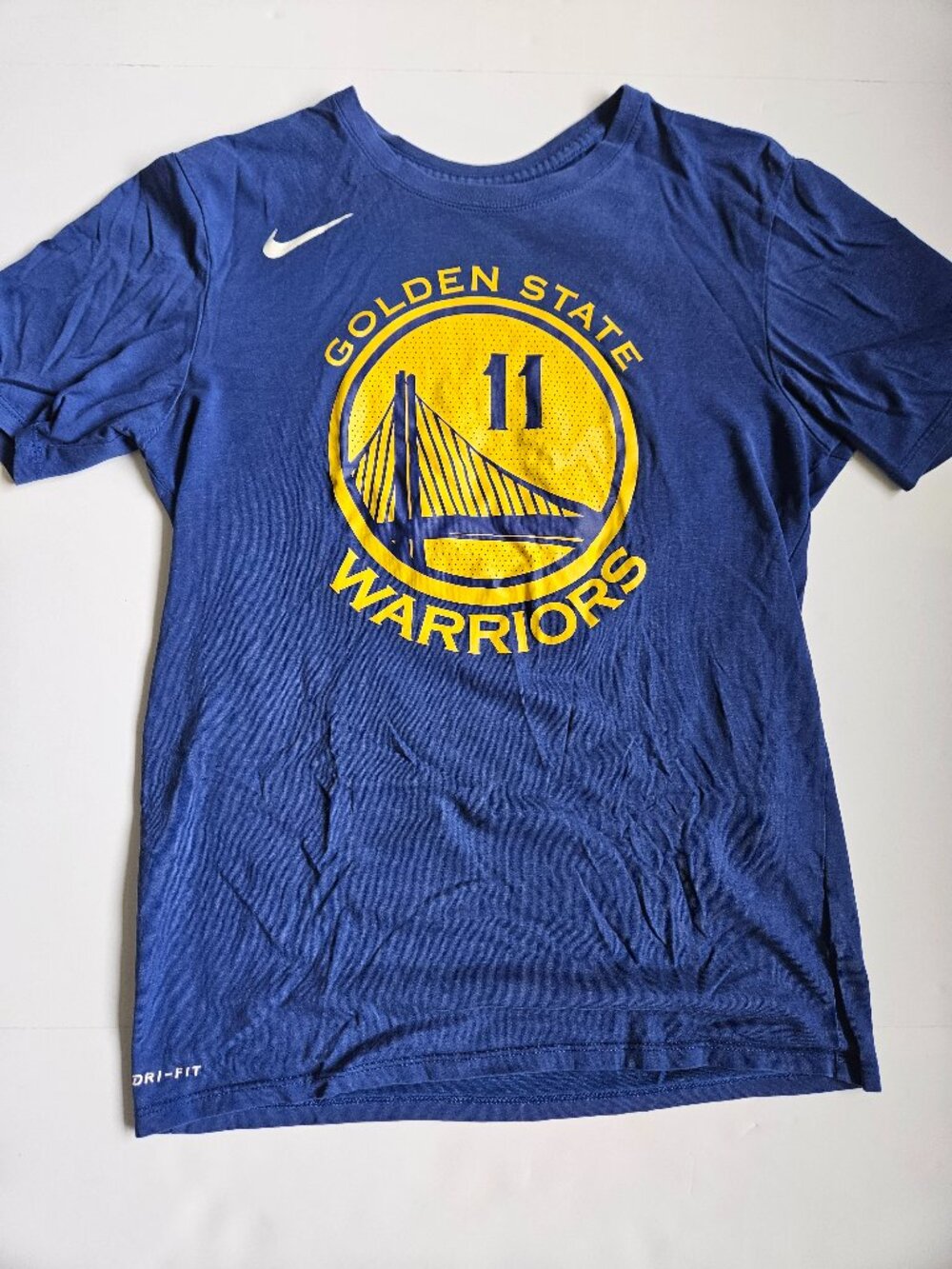 Nike Dri-Fit Golden State Warriors #11 Klay Thompson Blue Short Sleeve Tee Small